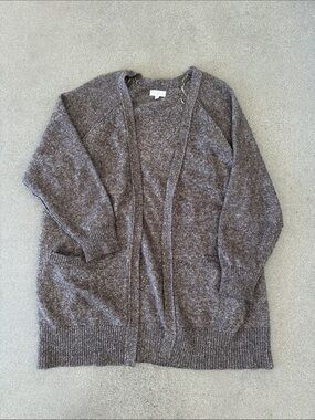 Lucky Brand Heathered Brown Open-Front Cardigan